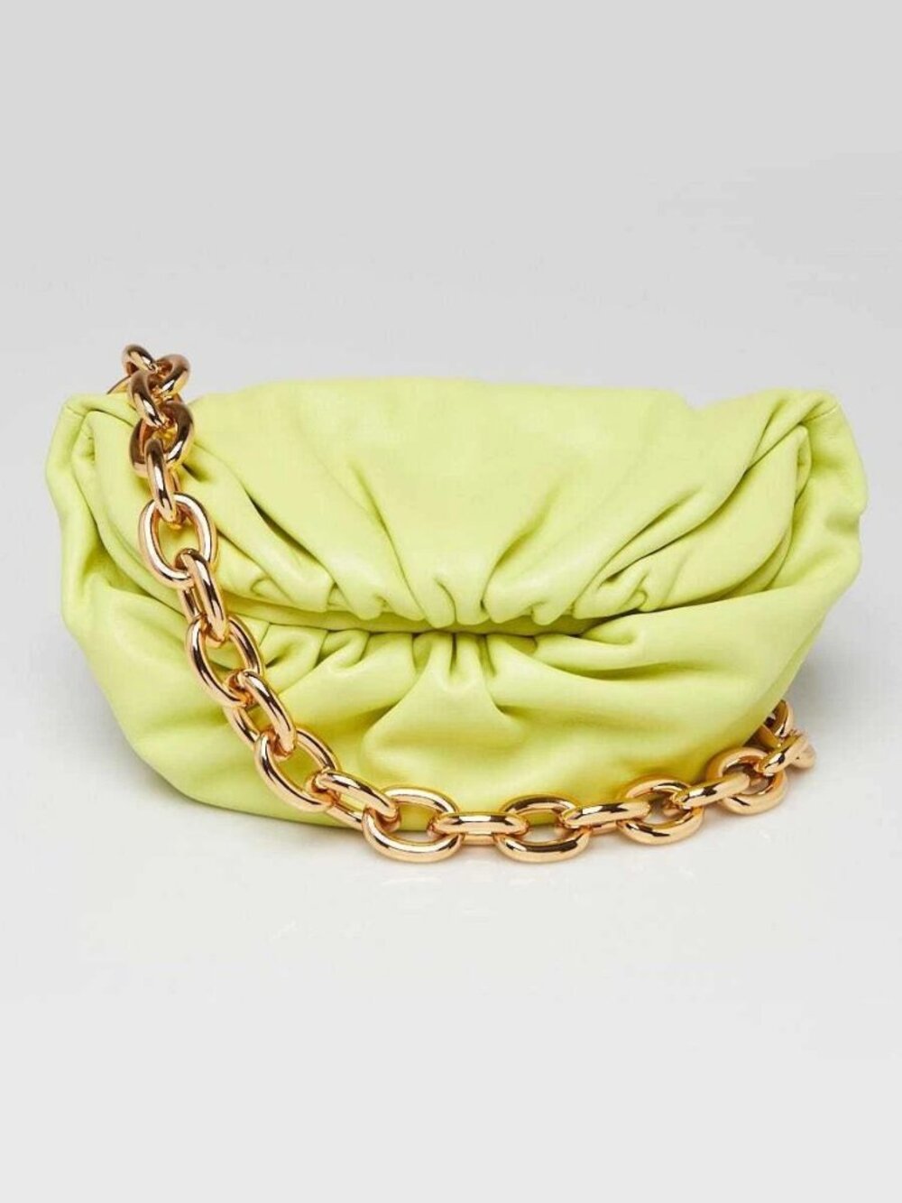 Bottega Veneta Seagrass Green Leather Pouch Chain Belt Bag